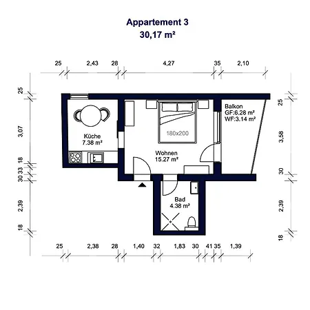 1-2 Personen - Parkplatz - Fahrradgarage - Zentrum - Kueche - Balkon - Klima Sankt Martin